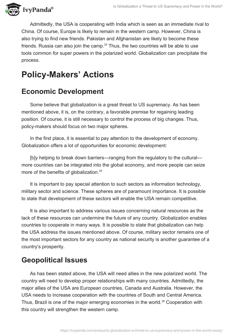 Is Globalization a Threat to US Supremacy and Power in the World?. Page 5