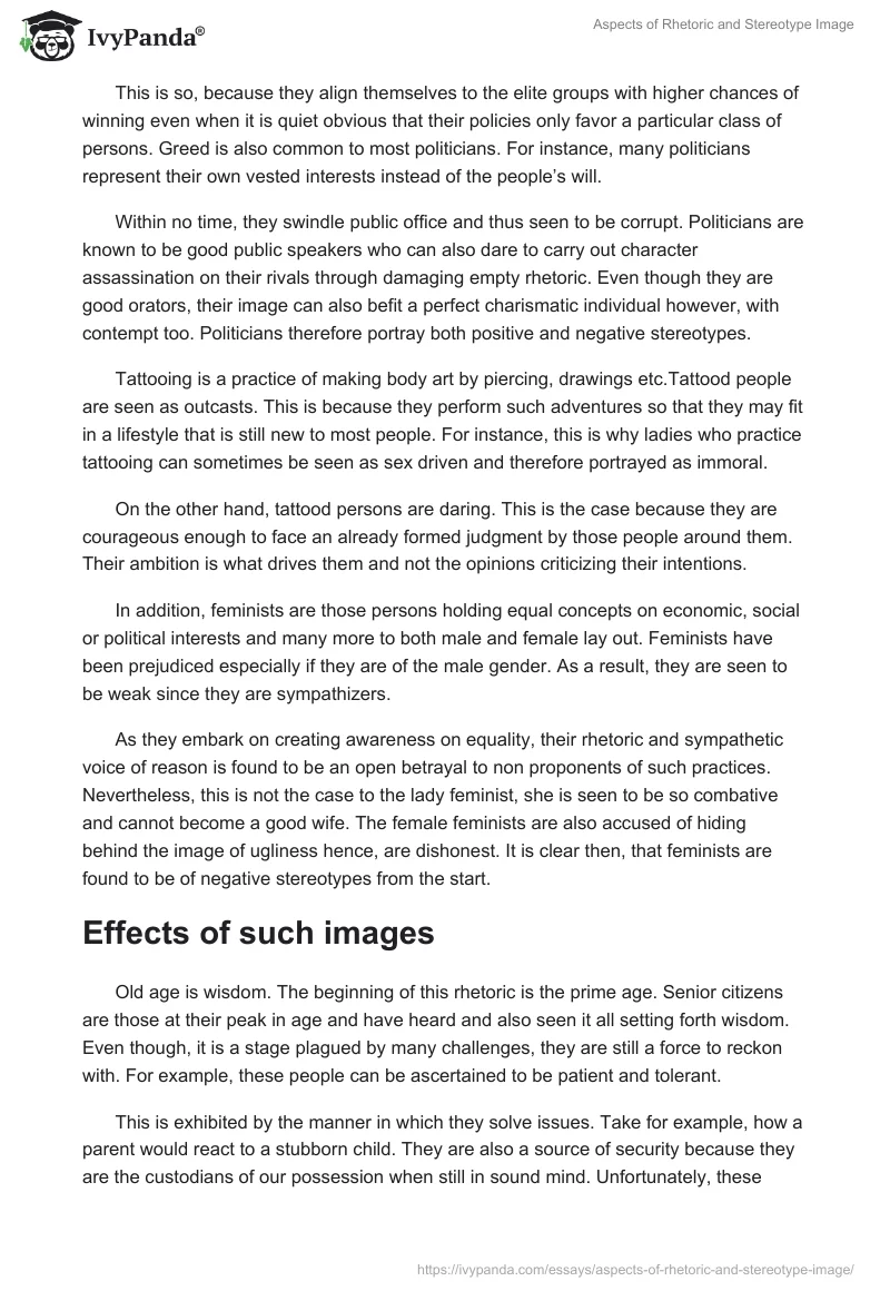 Aspects of Rhetoric and Stereotype Image. Page 2