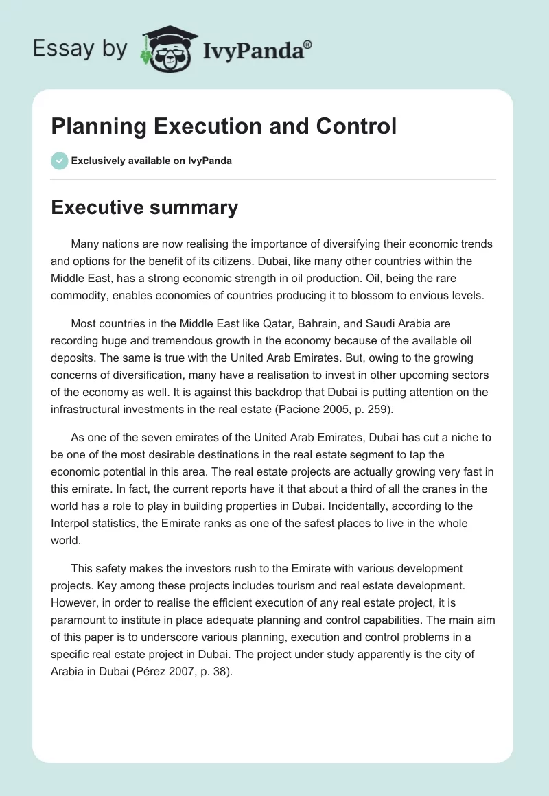 Planning Execution and Control. Page 1