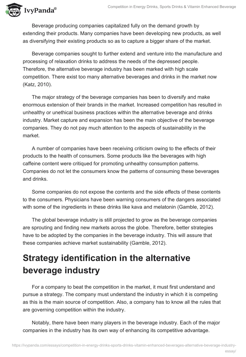 Competition in Energy Drinks, Sports Drinks & Vitamin Enhanced Beverage. Page 2