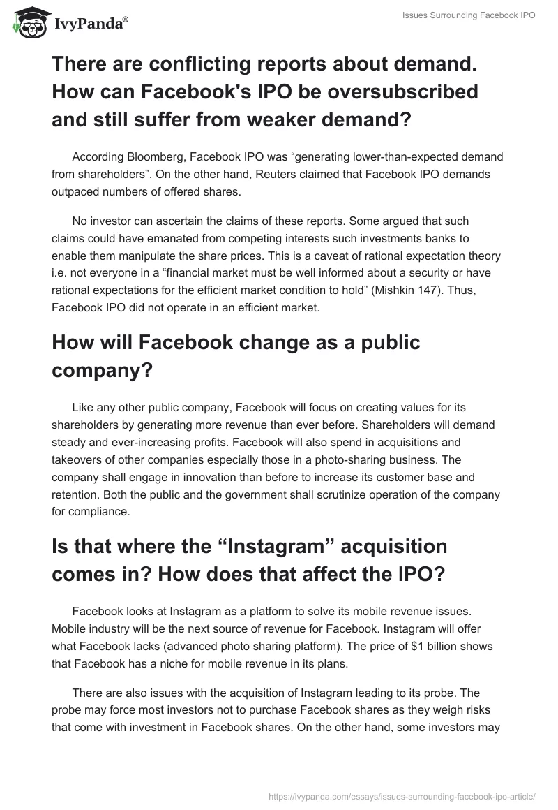 Issues Surrounding Facebook IPO. Page 3
