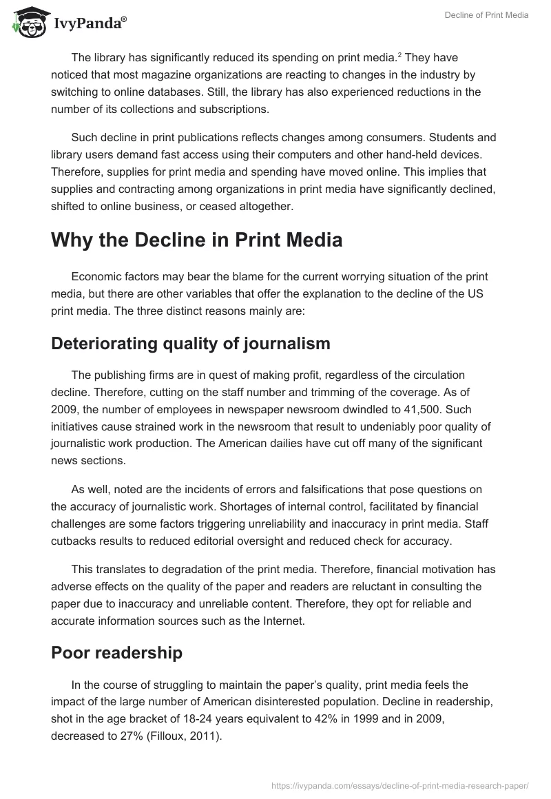 Decline of Print Media. Page 3