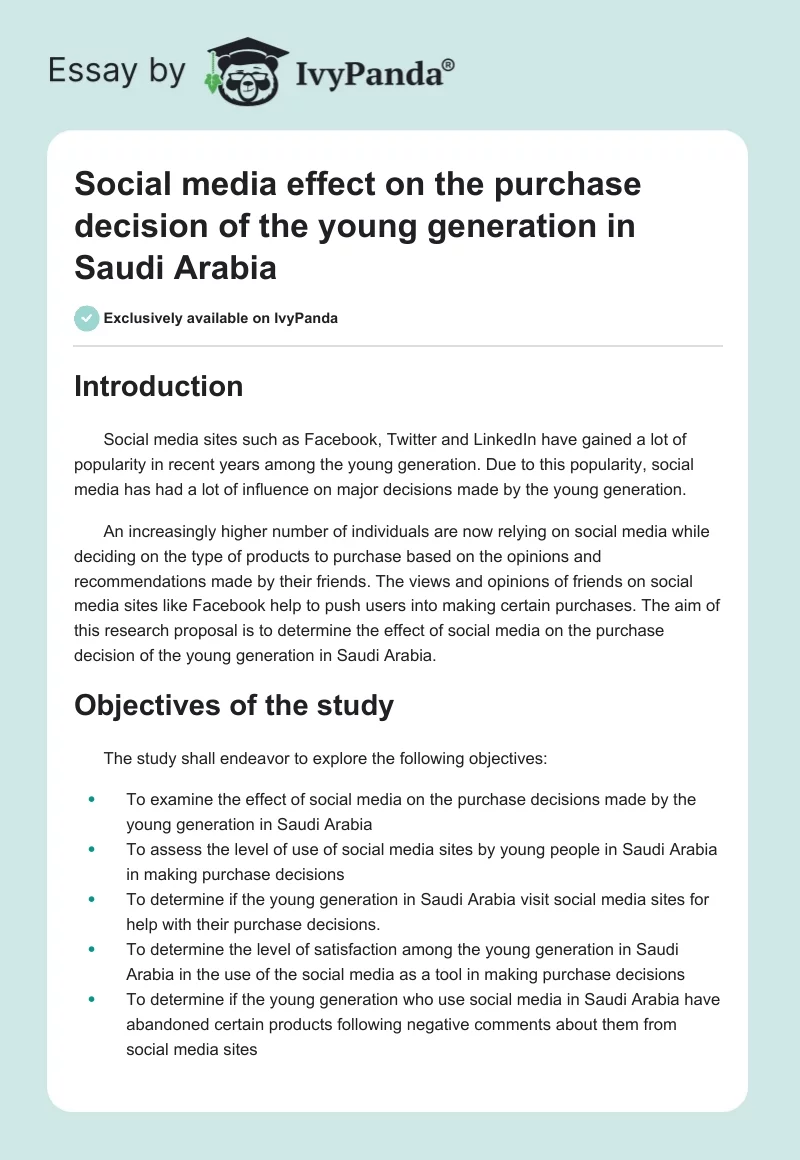 Social media effect on the purchase decision of the young generation in Saudi Arabia. Page 1