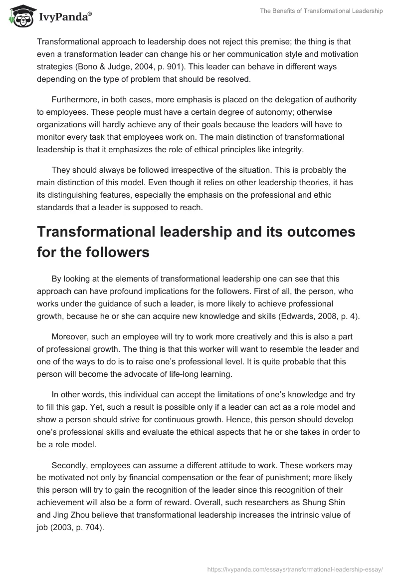 The Benefits of Transformational Leadership. Page 3