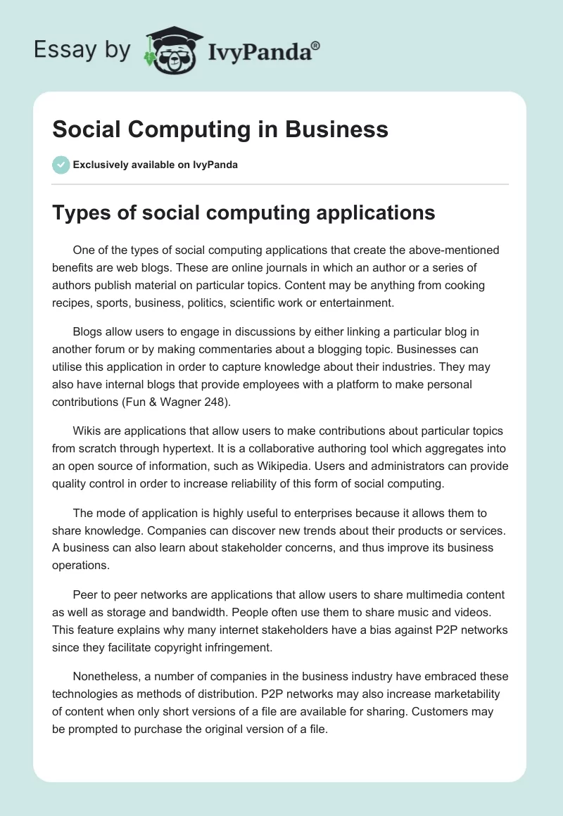 Social Computing in Business. Page 1