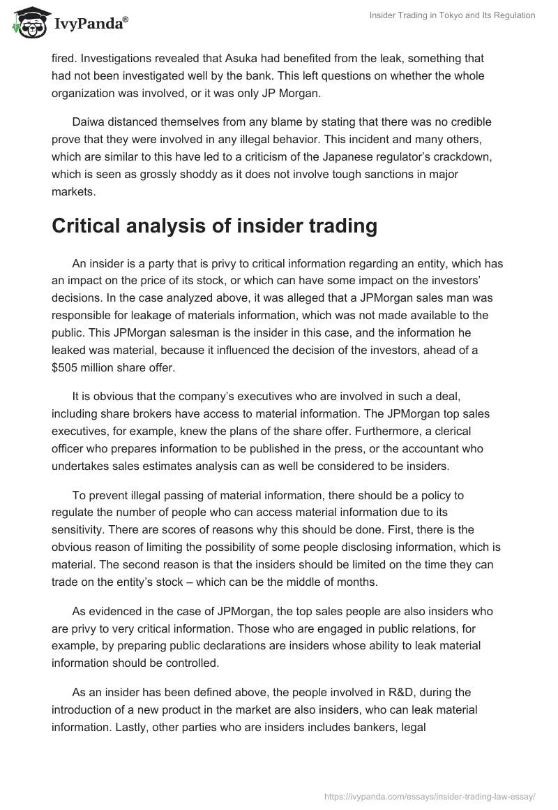 Insider Trading in Tokyo and Its Regulation. Page 2