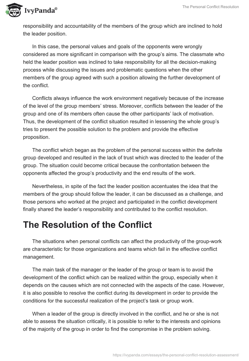 The Personal Conflict Resolution. Page 3
