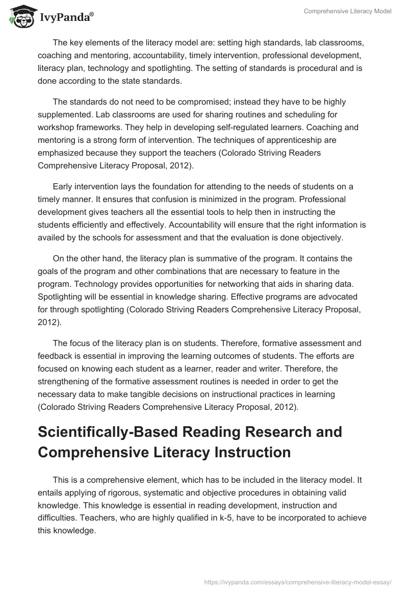 Comprehensive Literacy Model. Page 5