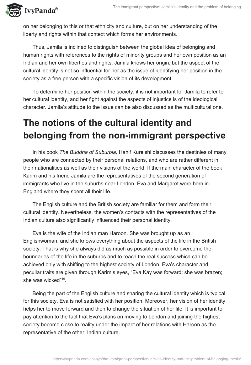 The immigrant perspective: Jamila’s identity and the problem of belonging. Page 4