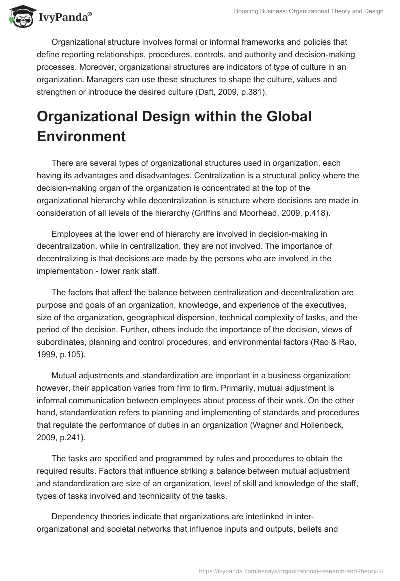 Boosting Business: Organizational Theory and Design. Page 3