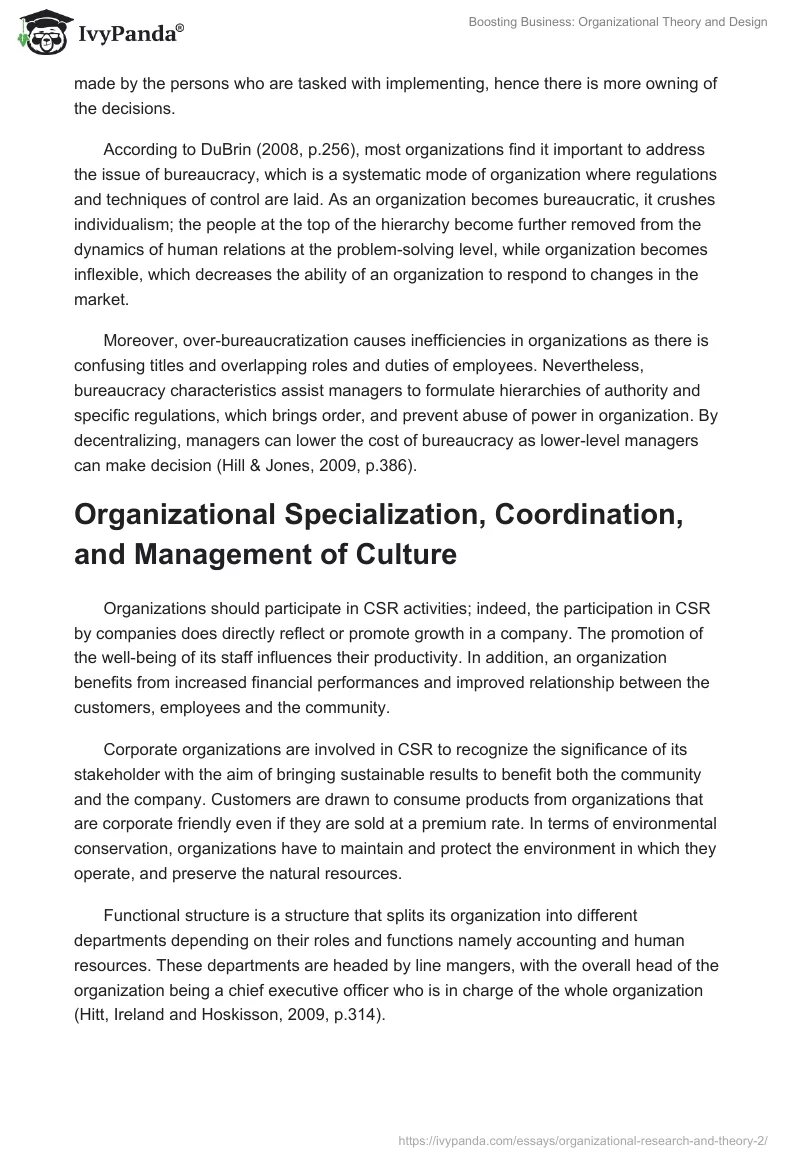 Boosting Business: Organizational Theory and Design. Page 5