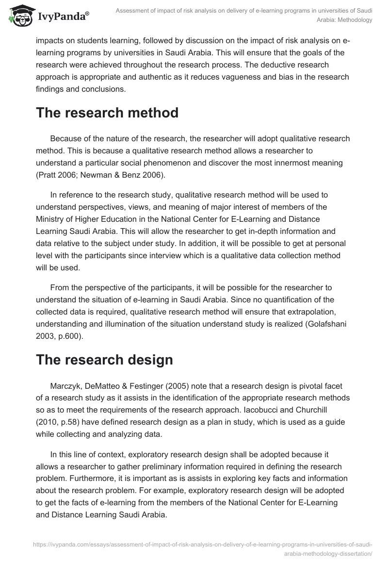 Assessment of impact of risk analysis on delivery of e-learning programs in universities of Saudi Arabia: Methodology. Page 2