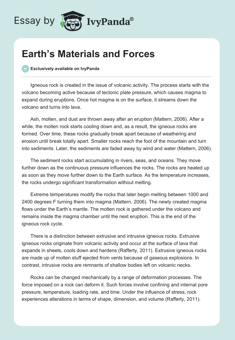 Earth’s Materials and Forces. Page 1