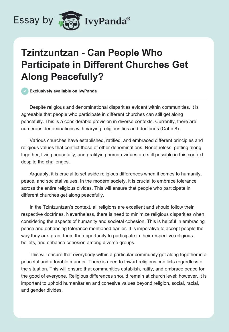 Tzintzuntzan - Can People Who Participate in Different Churches Get Along Peacefully?. Page 1