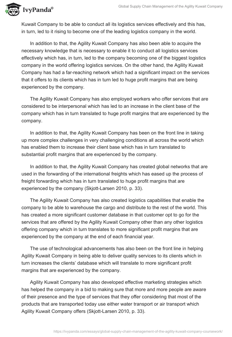 Global Supply Chain Management of the Agility Kuwait Company. Page 3