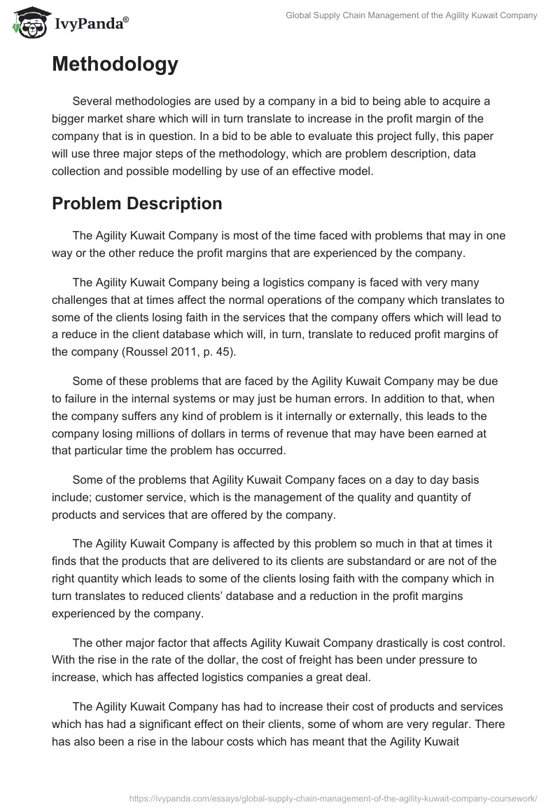 Global Supply Chain Management of the Agility Kuwait Company. Page 4