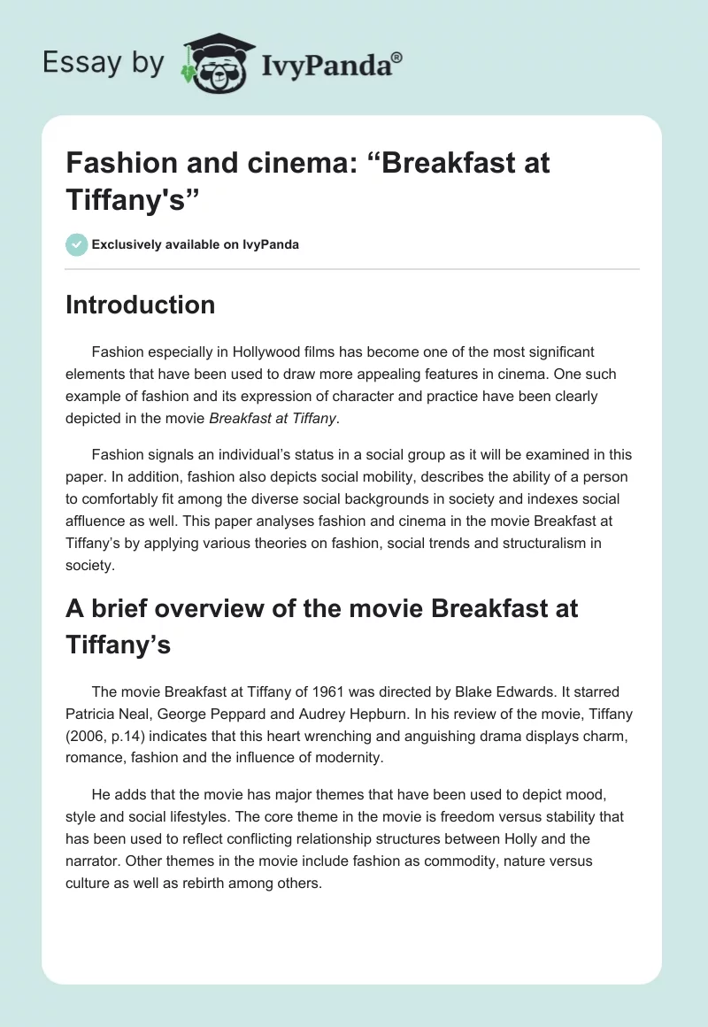 Fashion and Cinema: “Breakfast at Tiffany's”. Page 1