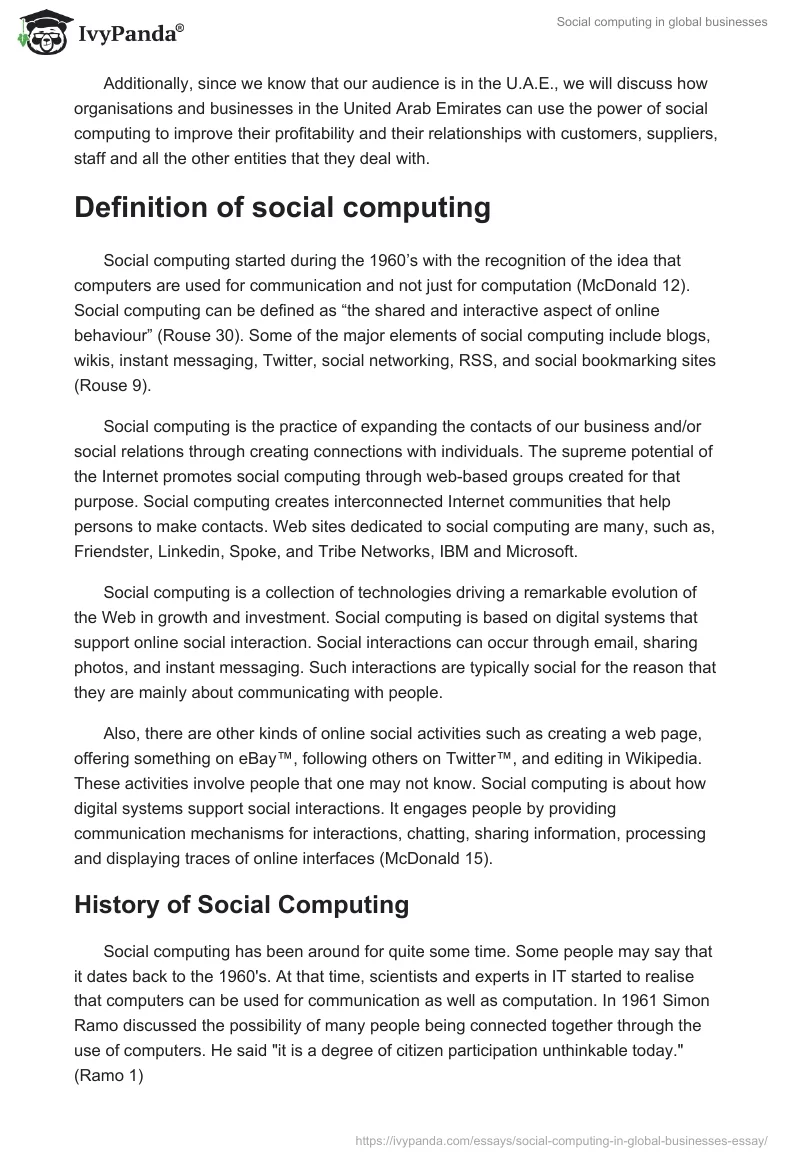 Social computing in global businesses. Page 2