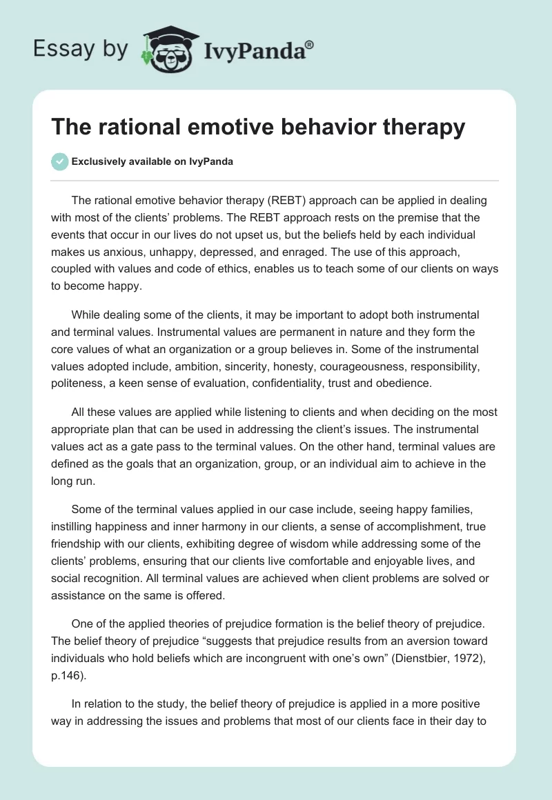The Rational Emotive Behavior Therapy. Page 1