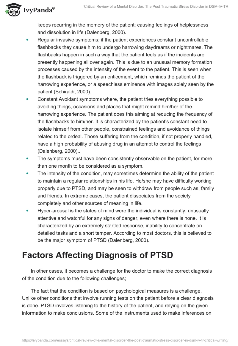 Critical Review of a Mental Disorder: The Post Traumatic Stress Disorder in DSM-IV-TR. Page 3