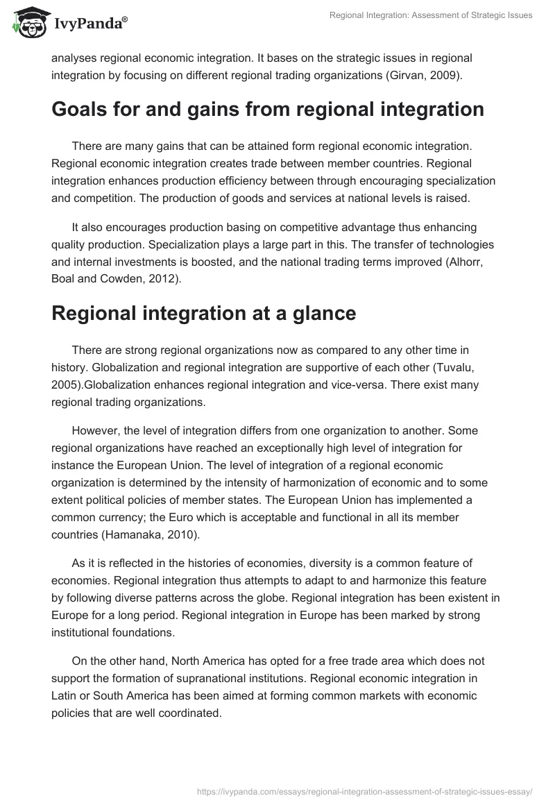 Regional Integration: Assessment of Strategic Issues. Page 2