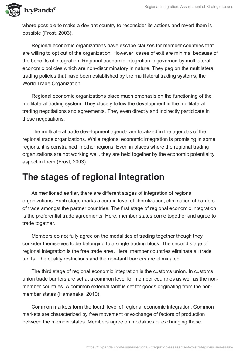 Regional Integration: Assessment of Strategic Issues. Page 4