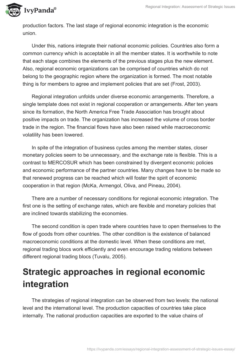 Regional Integration: Assessment of Strategic Issues. Page 5