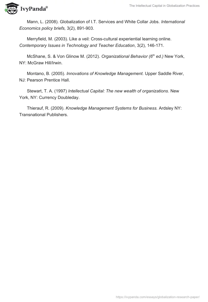 The Intellectual Capital in Globalization Practices. Page 5
