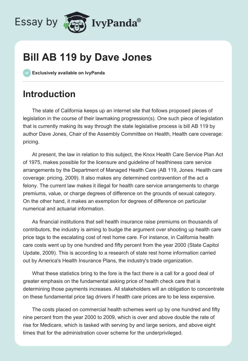 Bill AB 119 by Dave Jones. Page 1