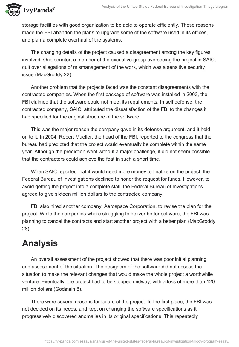 Analysis of the United States Federal Bureau of Investigation "Trilogy" program. Page 2