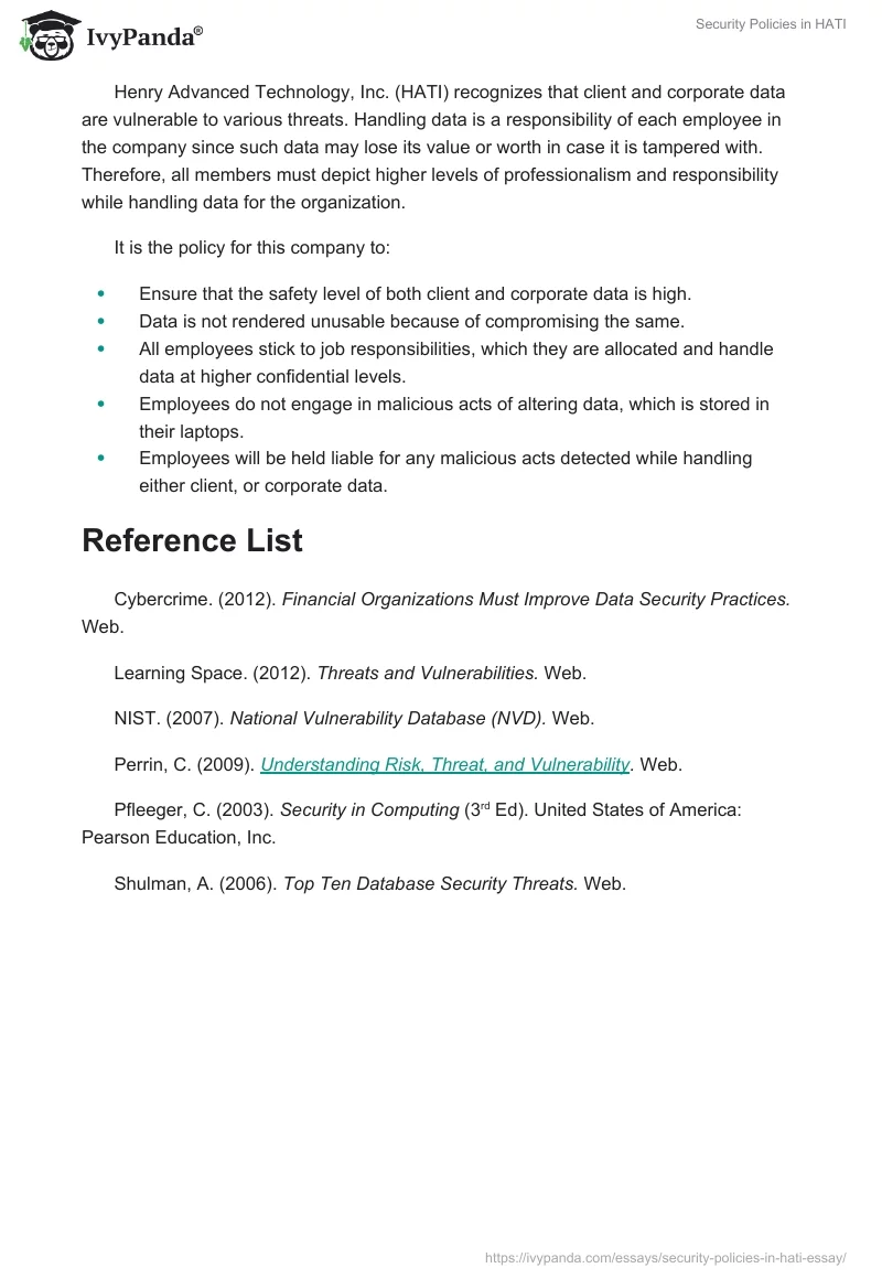 Security Policies in HATI. Page 4