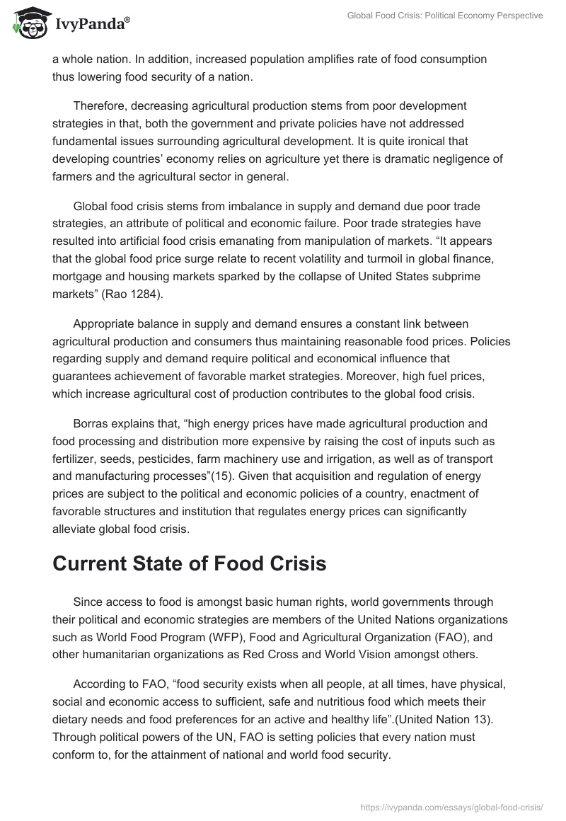 Global Food Crisis: Political Economy Perspective. Page 4