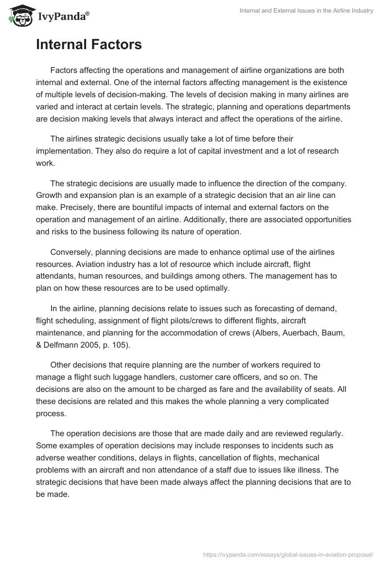 Internal and External Issues in the Airline Industry. Page 2