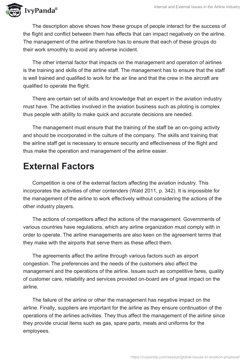 Internal and External Issues in the Airline Industry. Page 4
