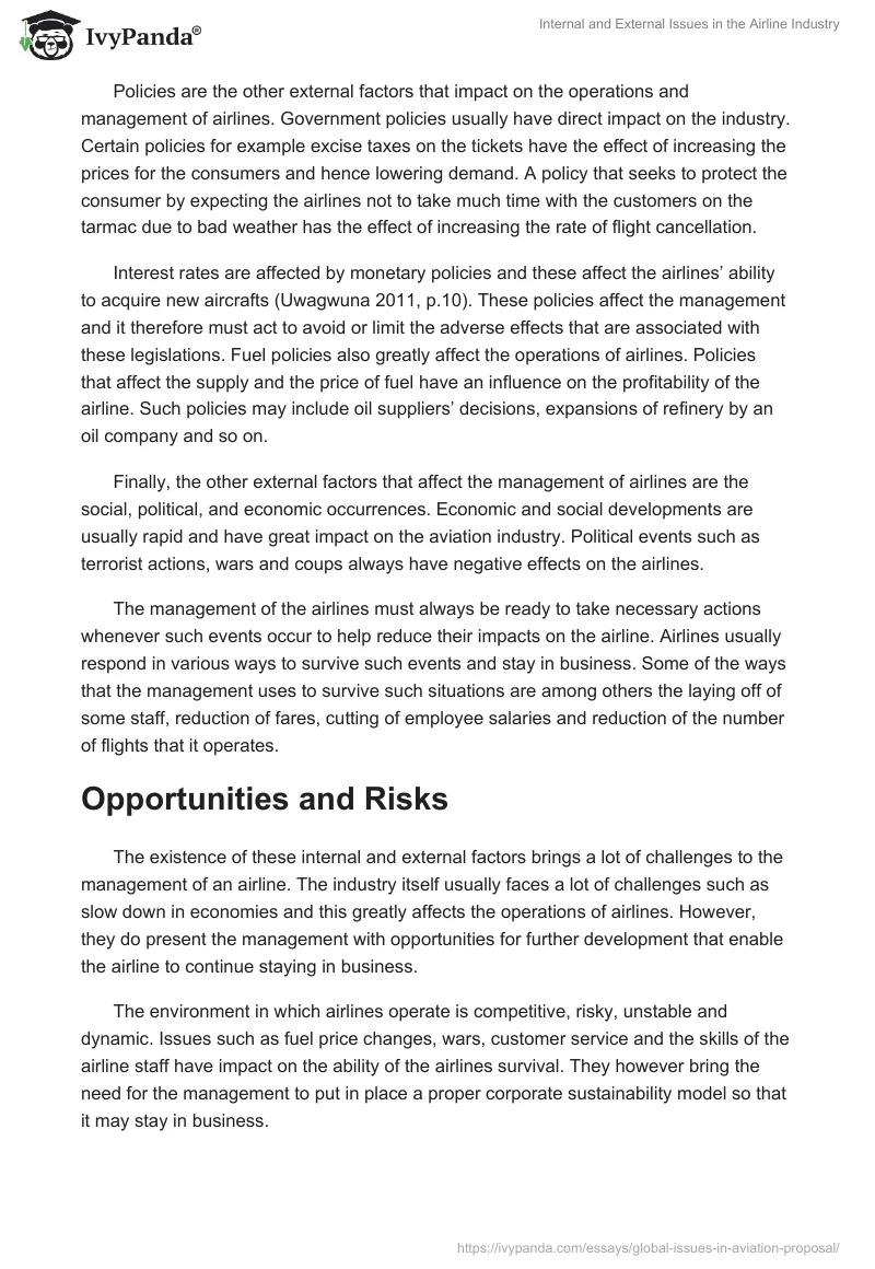 Internal and External Issues in the Airline Industry. Page 5