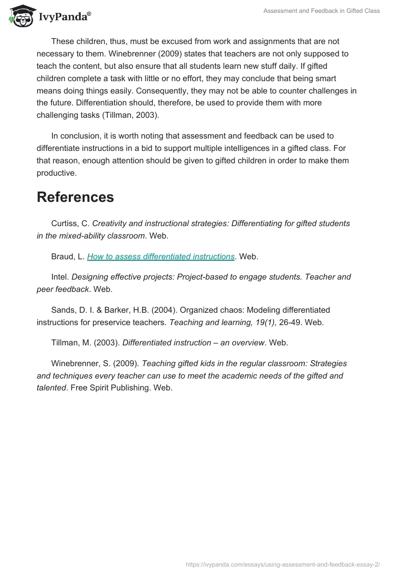 Assessment and Feedback in Gifted Class. Page 3