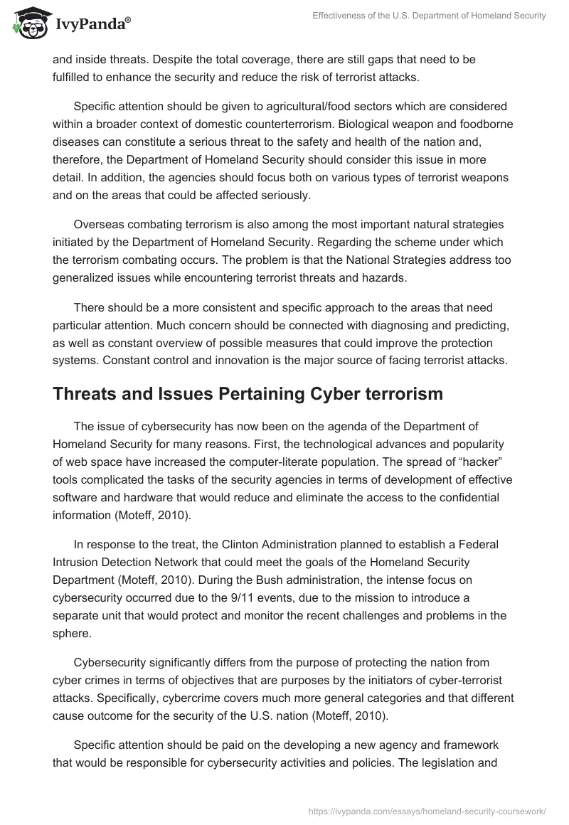Effectiveness of the U.S. Department of Homeland Security. Page 2
