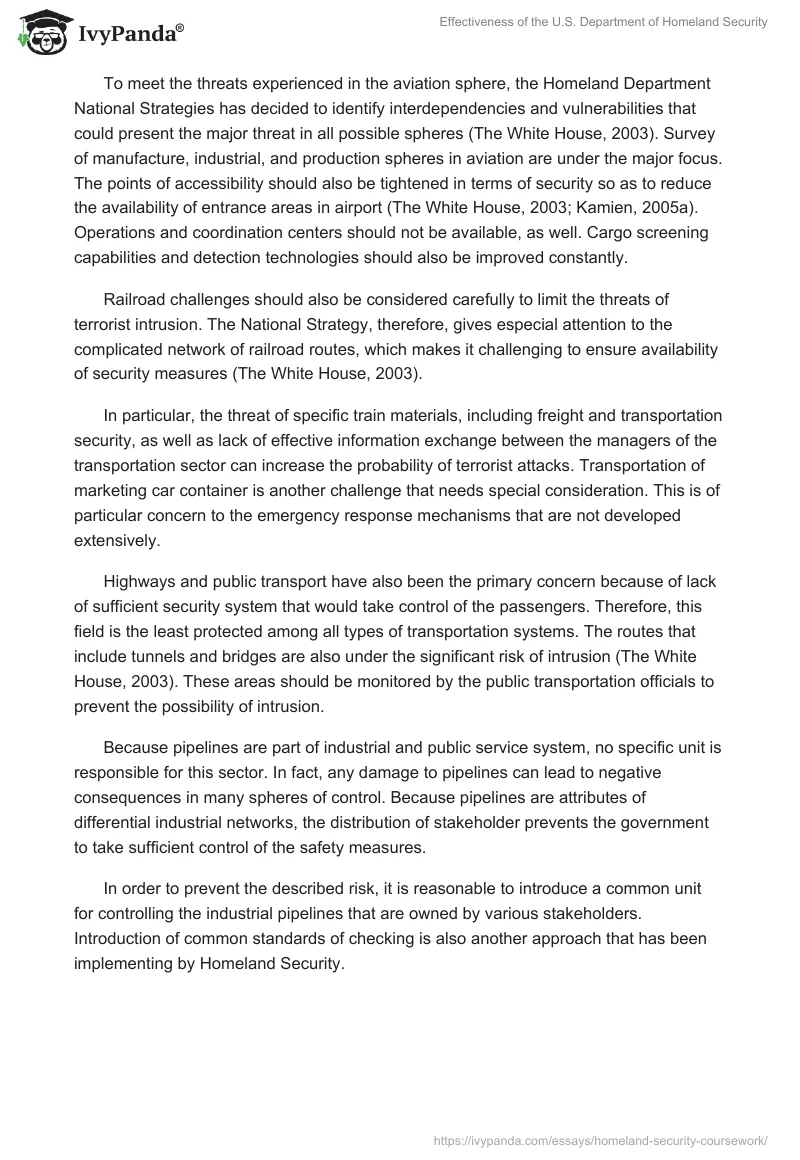 Effectiveness of the U.S. Department of Homeland Security. Page 4