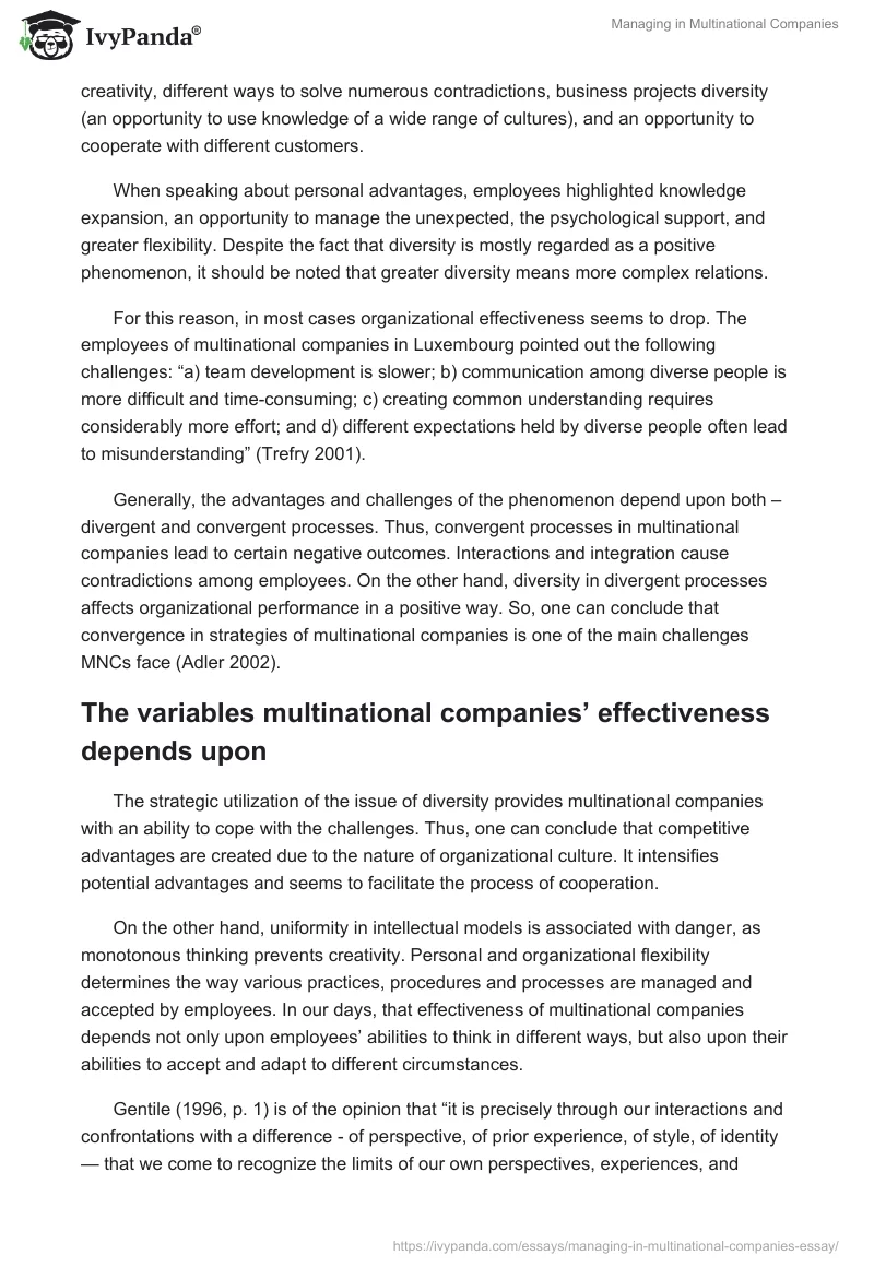 Managing in Multinational Companies. Page 4
