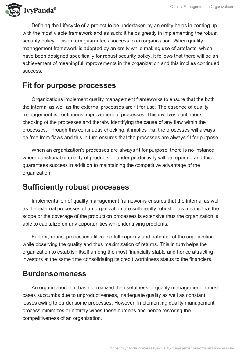Quality Management in Organizations. Page 3