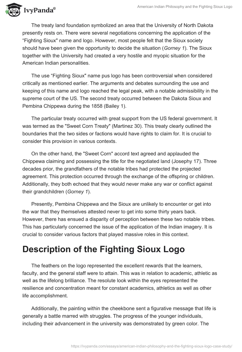 American Indian Philosophy and the Fighting Sioux Logo. Page 2