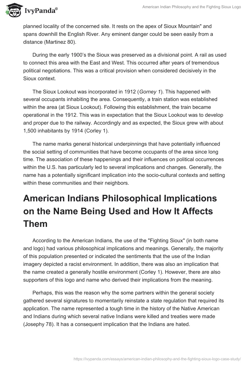 American Indian Philosophy and the Fighting Sioux Logo. Page 4