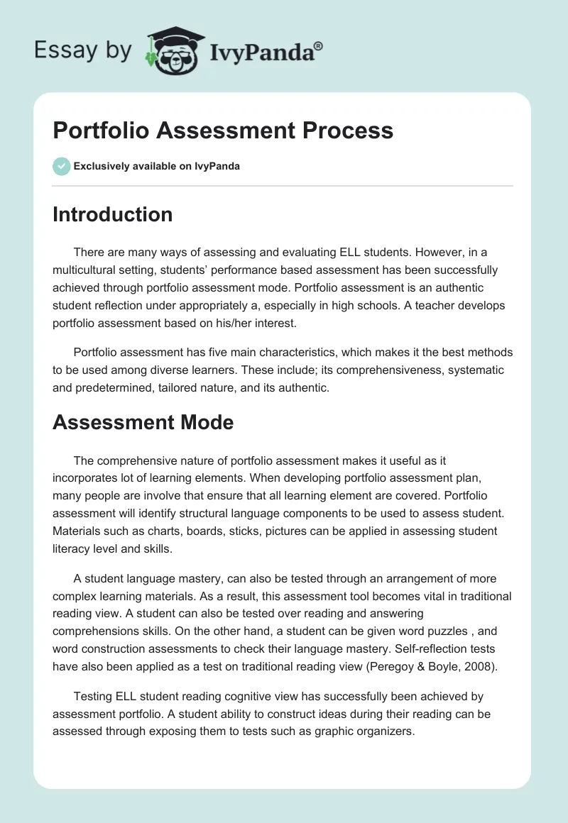 Portfolio Assessment Process. Page 1
