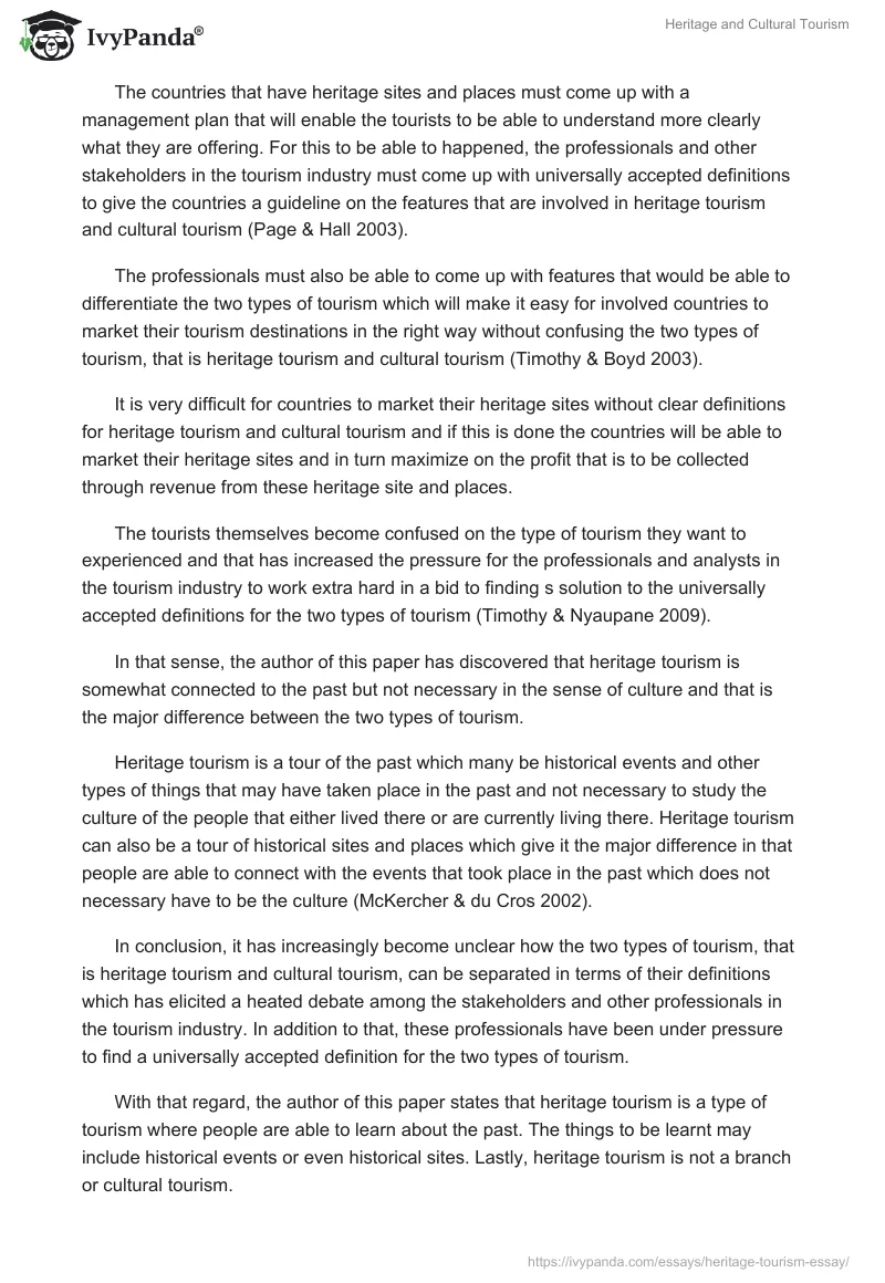 Heritage and Cultural Tourism. Page 5