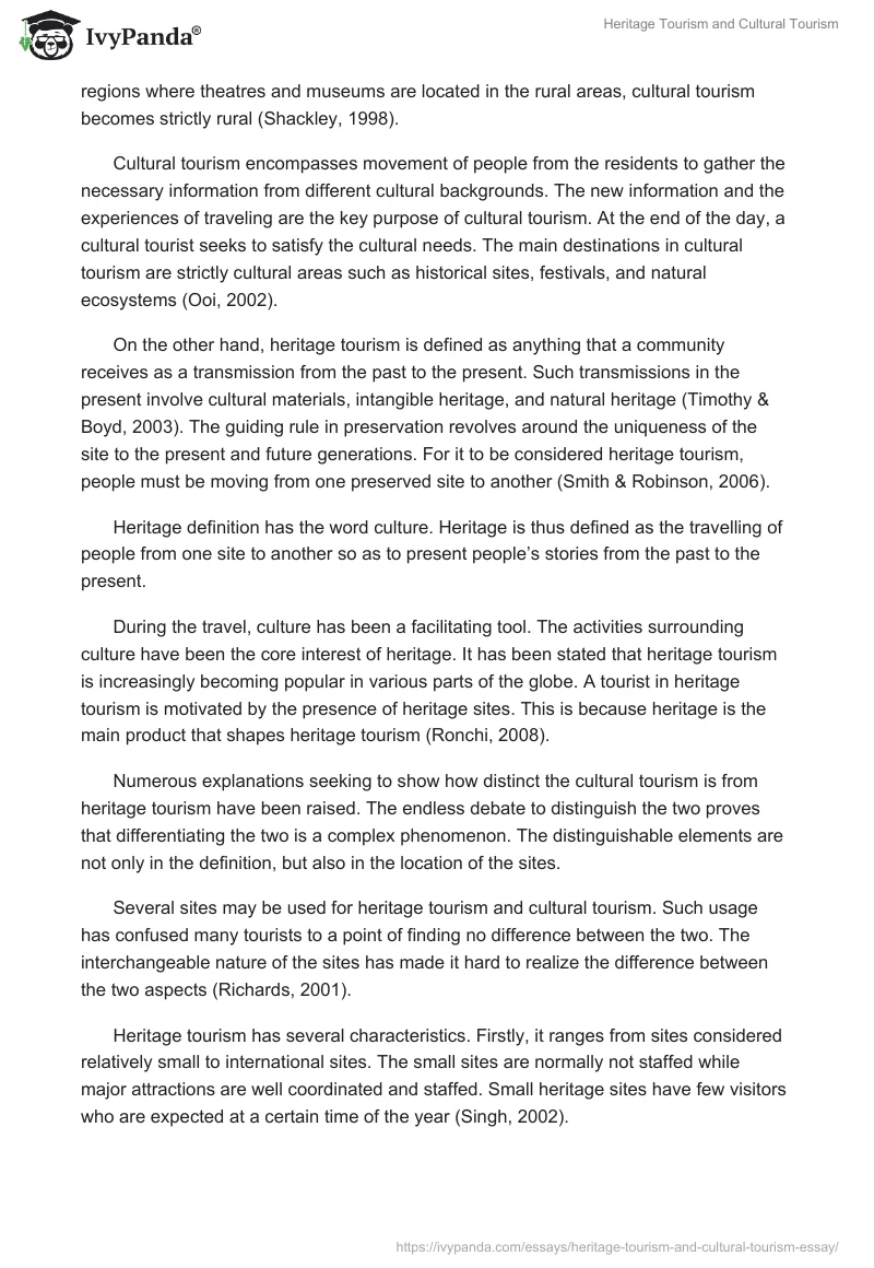 Heritage Tourism and Cultural Tourism. Page 2