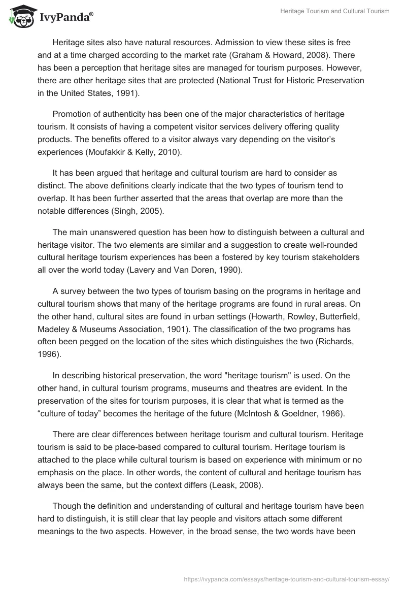 Heritage Tourism and Cultural Tourism. Page 3
