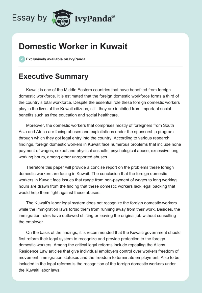 Domestic Worker in Kuwait. Page 1
