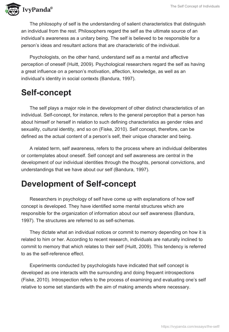 The Self Concept of Individuals. Page 2