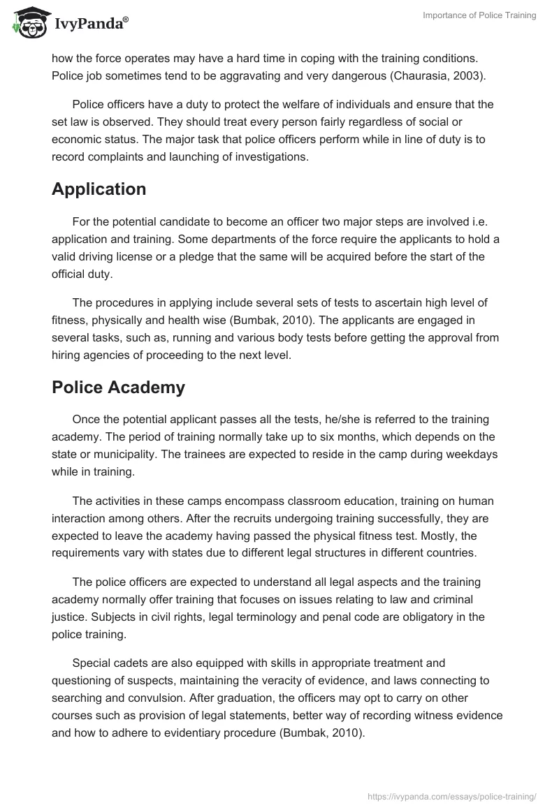 Importance of Police Training. Page 2