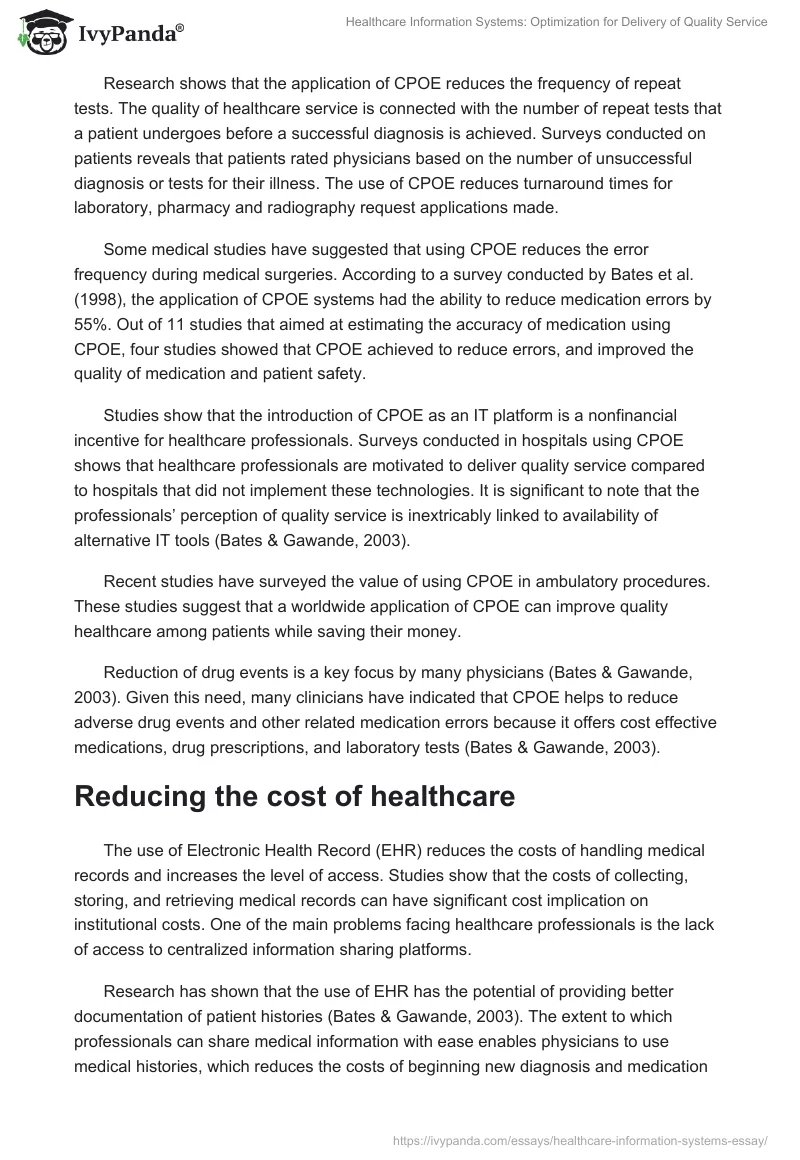 Healthcare Information Systems: Optimization for Delivery of Quality Service. Page 2